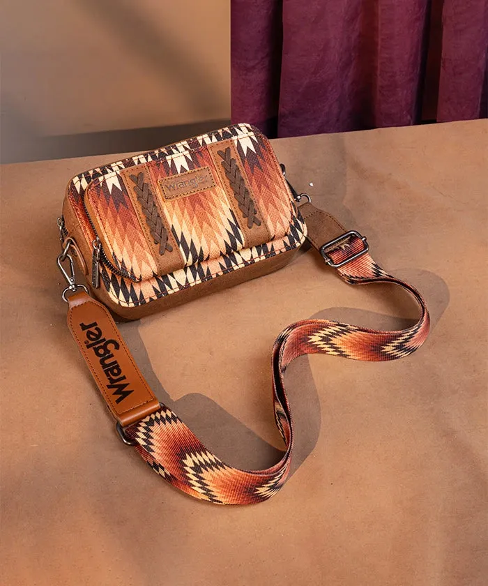 Wrangler Southwestern Pattern Dual Sided Print Crossbody Purse