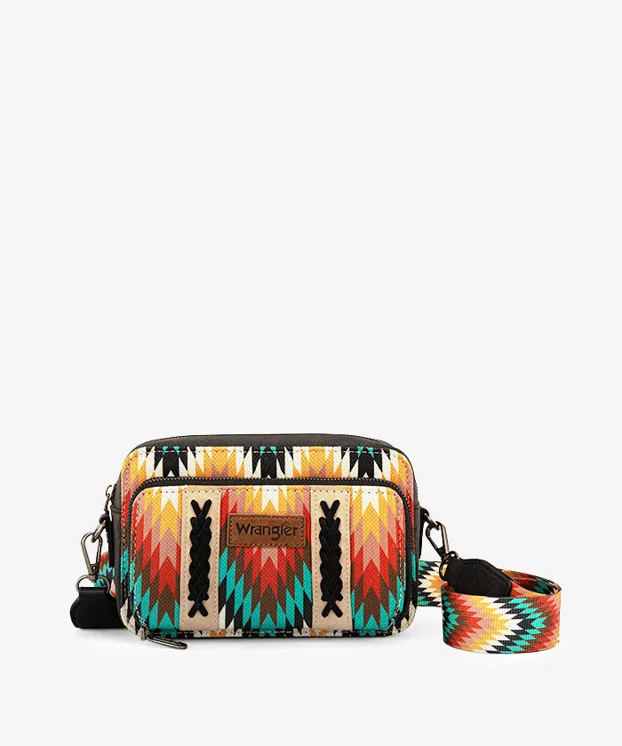 Wrangler Southwestern Pattern Dual Sided Print Crossbody Purse