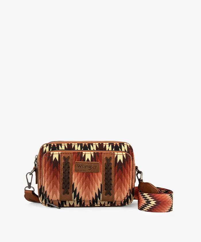 Wrangler Southwestern Pattern Dual Sided Print Crossbody Purse