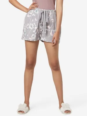 Wunderlove Grey Floral Pattern Shorts