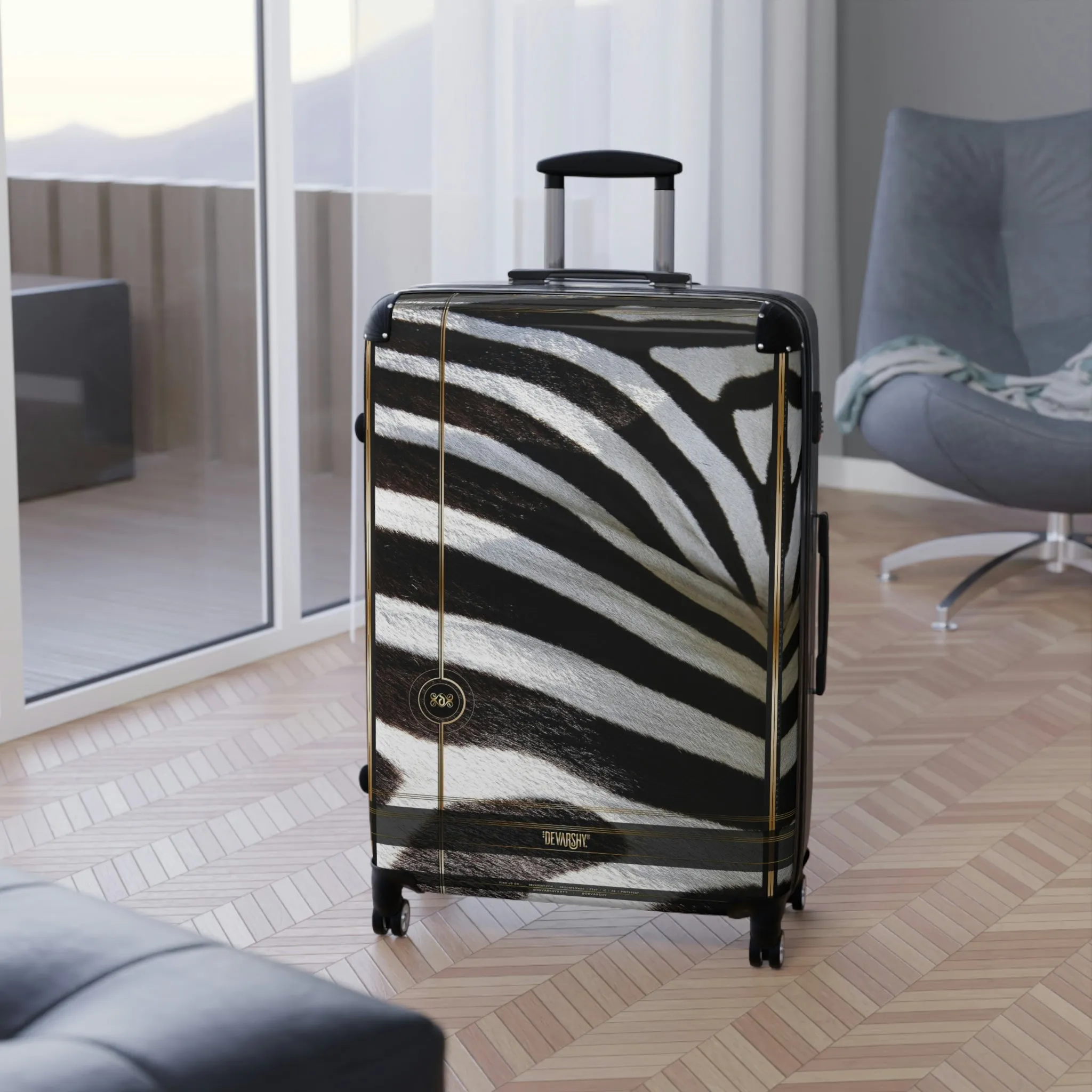 Zebra Print Suitcase Carry-on Suitcase Zebra Stripes Luggage Hard Shell Suitcase in 3 Sizes | 11222C