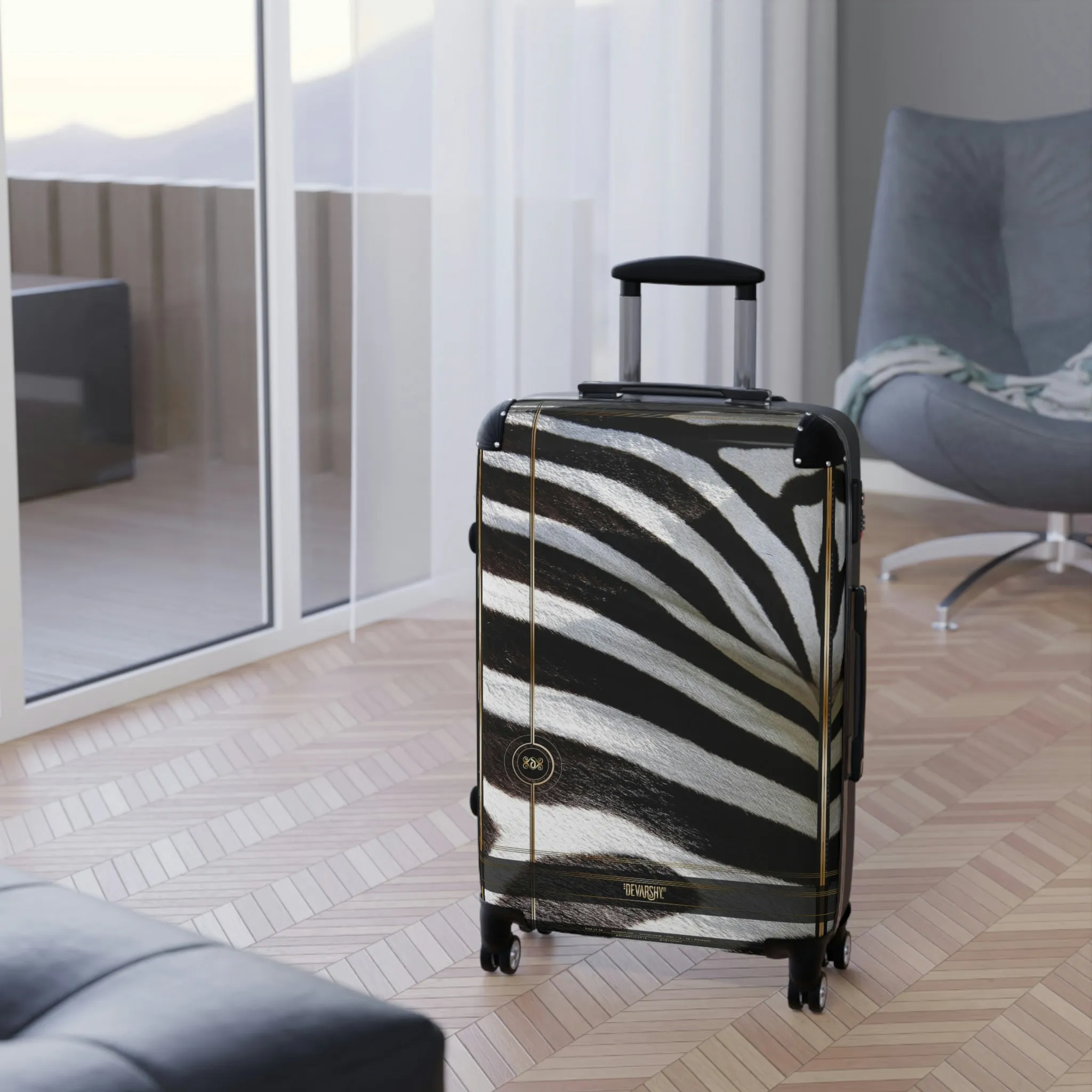 Zebra Print Suitcase Carry-on Suitcase Zebra Stripes Luggage Hard Shell Suitcase in 3 Sizes | 11222C