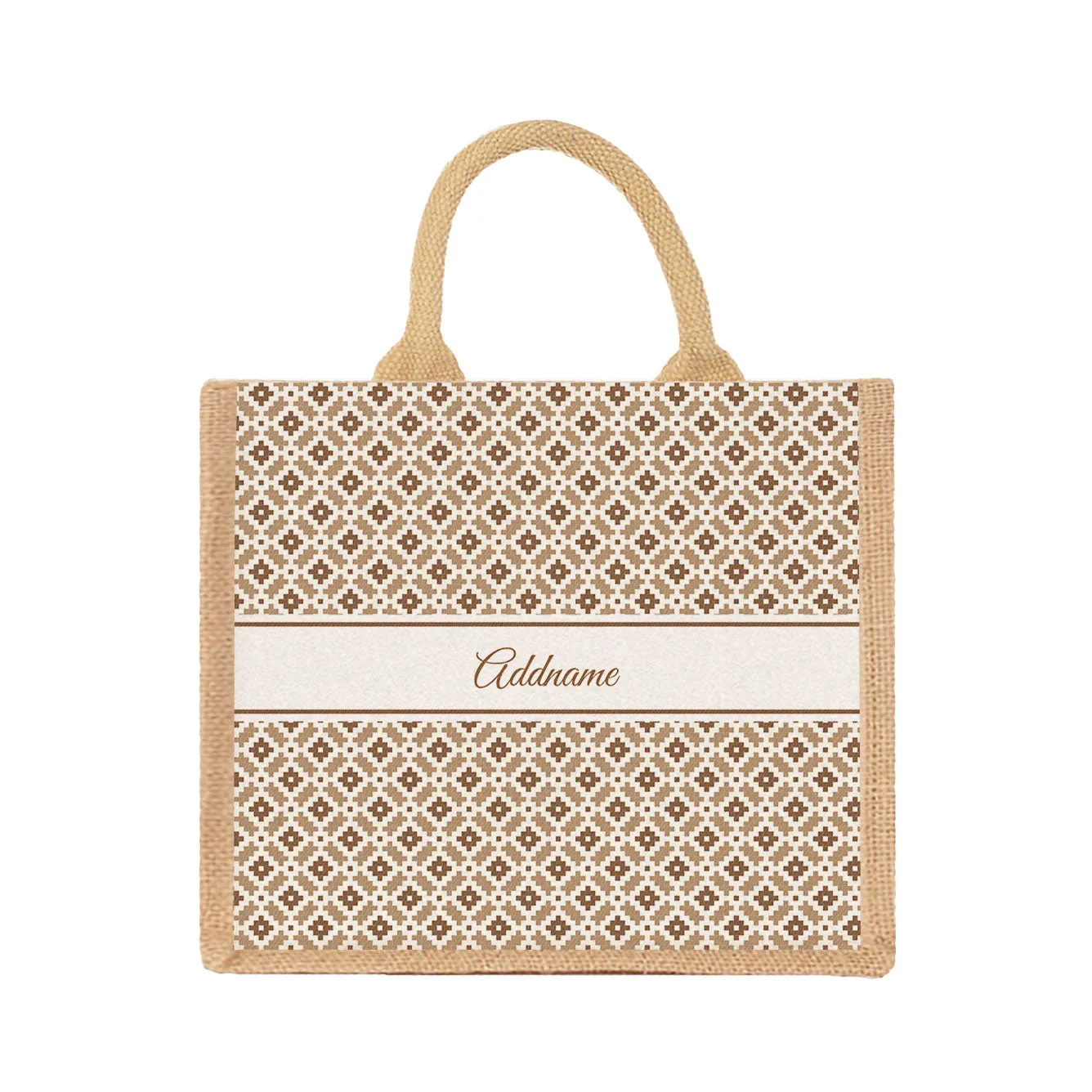 Zellige Moroccan & Mosaic Series Jute Tote Bag [FREE Custom Add Name]