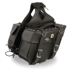 Zip-Off PVC Throw Over Saddle Bag w/ Rivets & Concho (13.5X10.5X5.5X19)